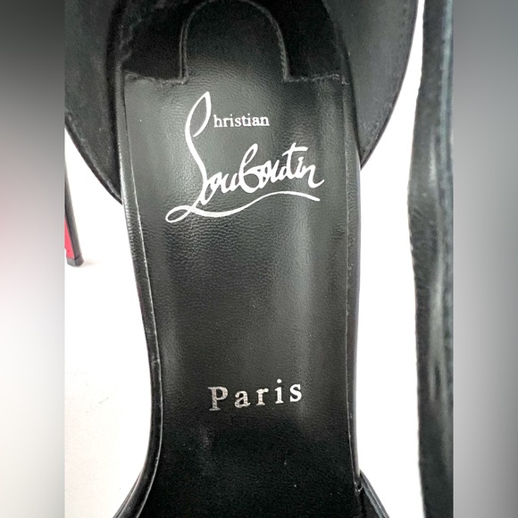 CHRISTIAN LOUBOUTIN | Deomina Chain Black Leather 100 Pumps Heels EU 39 US 9 - Picture 6 of 16